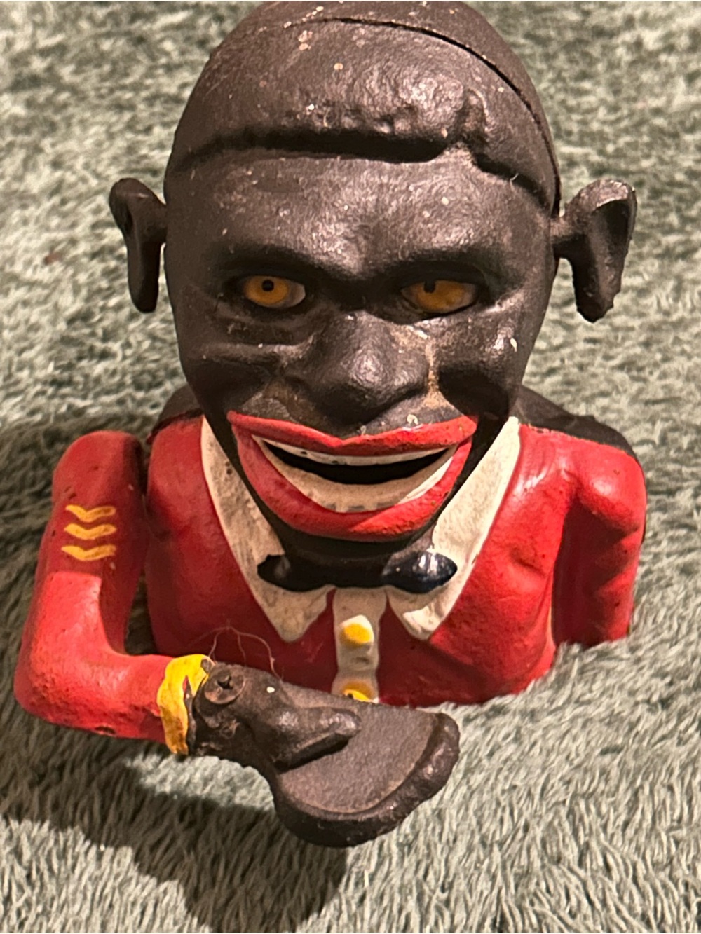 Vtg Cast Iron Mechanical Coin Bank ( Replica)